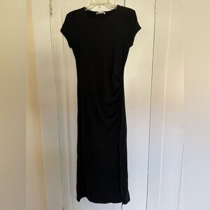 Reformation Fraiser dress black with side slit and ruching along the side XL